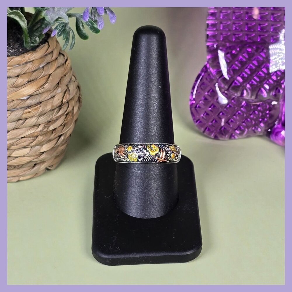 Nature-Inspired Dragonfly & Flower Carved Ring Size‎ 10 (NWOT)